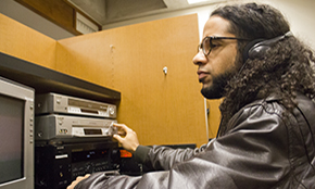 picture of student with headphones
