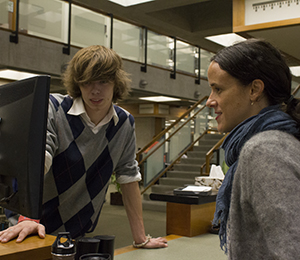 librarian with student