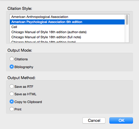 Choose citation style