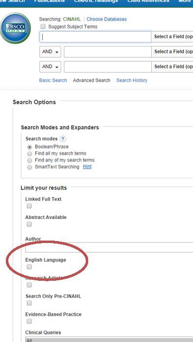 Look for the English Language option on the Left hand side